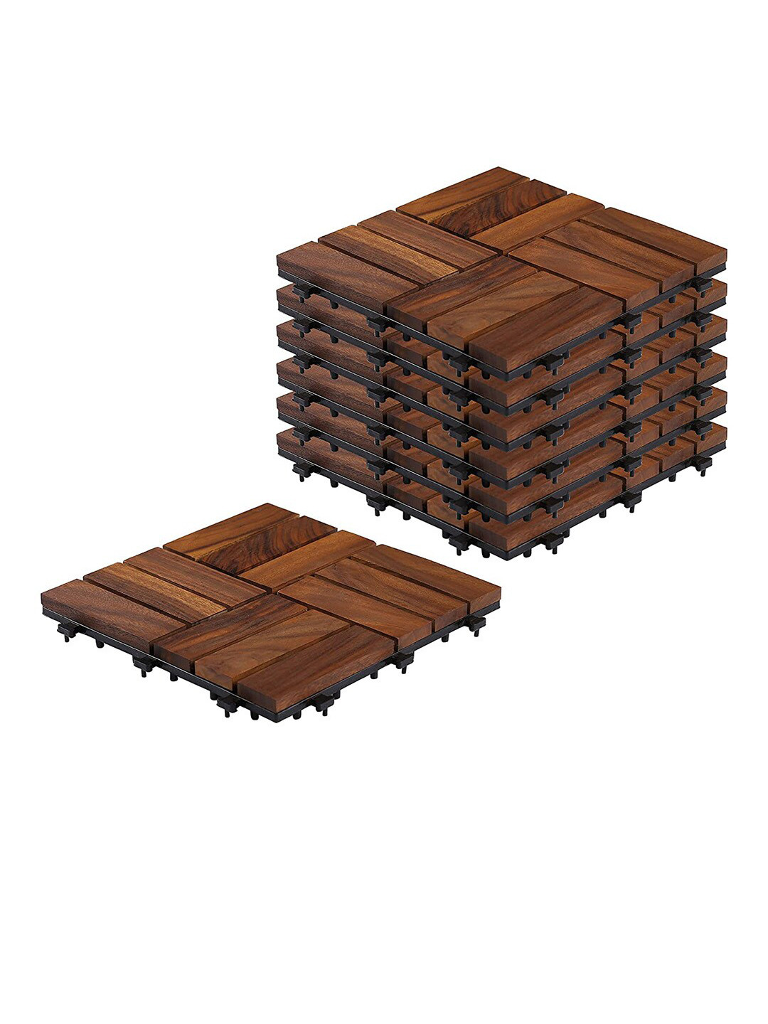 Sharpex Unisex Brown Solid Teak Wood Tiles Garden Accessories