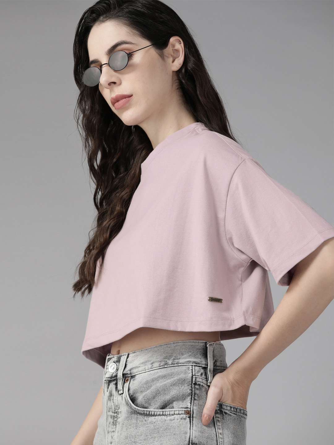 Roadster Women Lavender Loose Oversized T-shirt