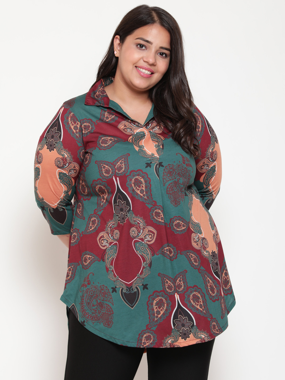 Amydus Plus Size Print Shirt Style Top