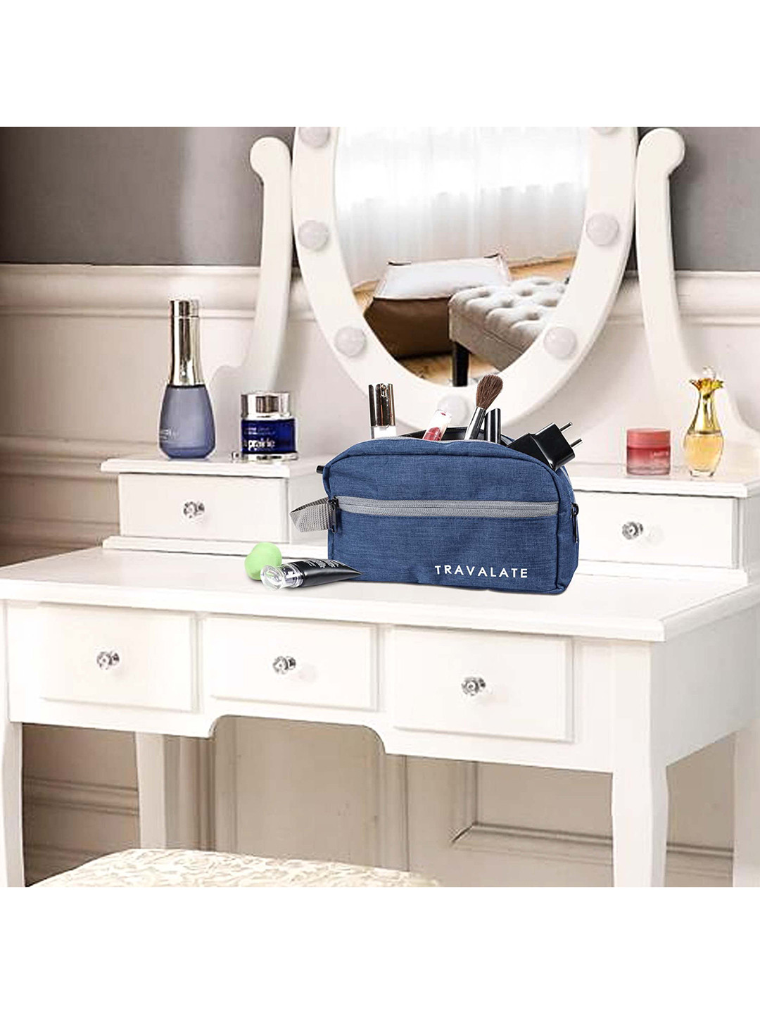 TRAVALATE Blue Solid Toiletry Bag