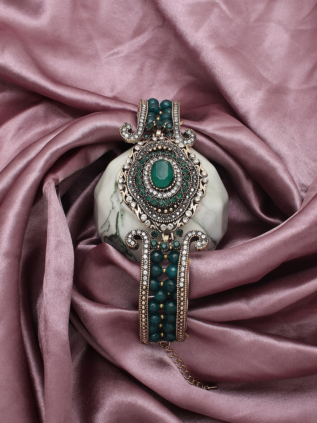 SOHI Women Gold-Toned & White Gold-Plated Cuff Bracelet