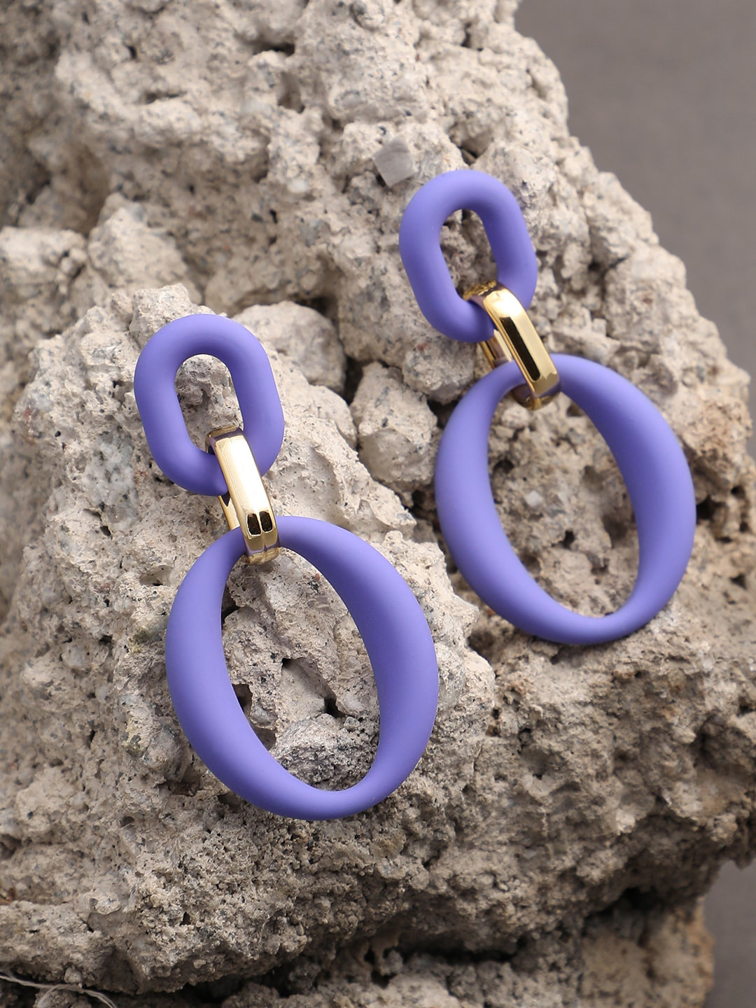 SOHI Purple Contemporary Drop Earrings
