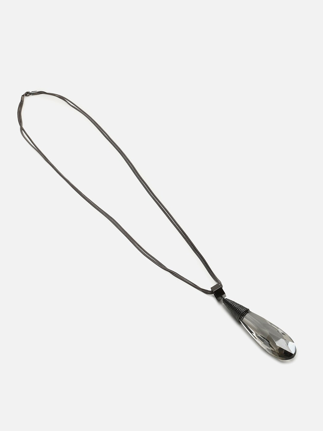 SOHI Silver-Toned & Grey Silver-Plated Designer Stone Necklace