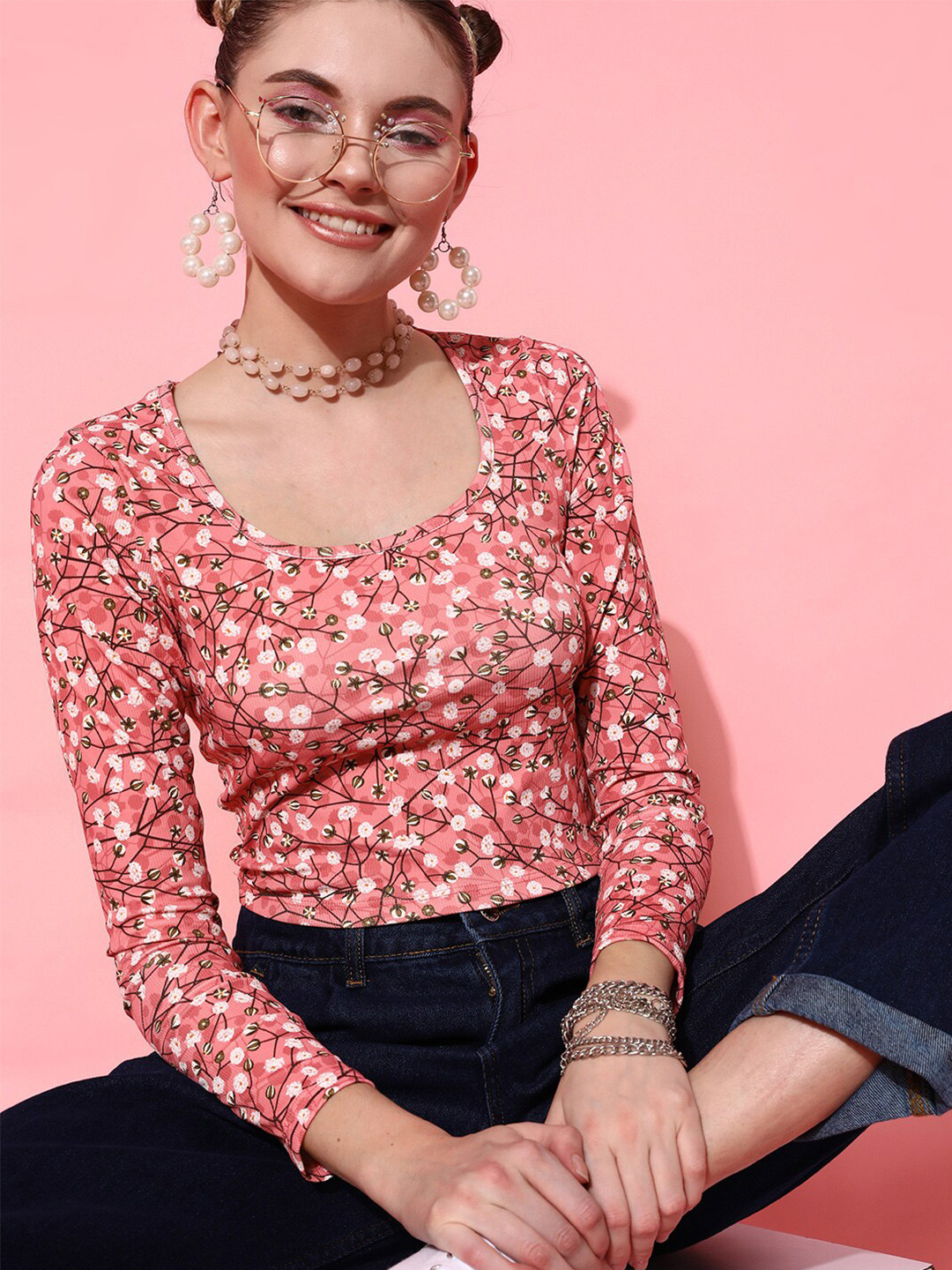STREET 9 Peach Printed Top