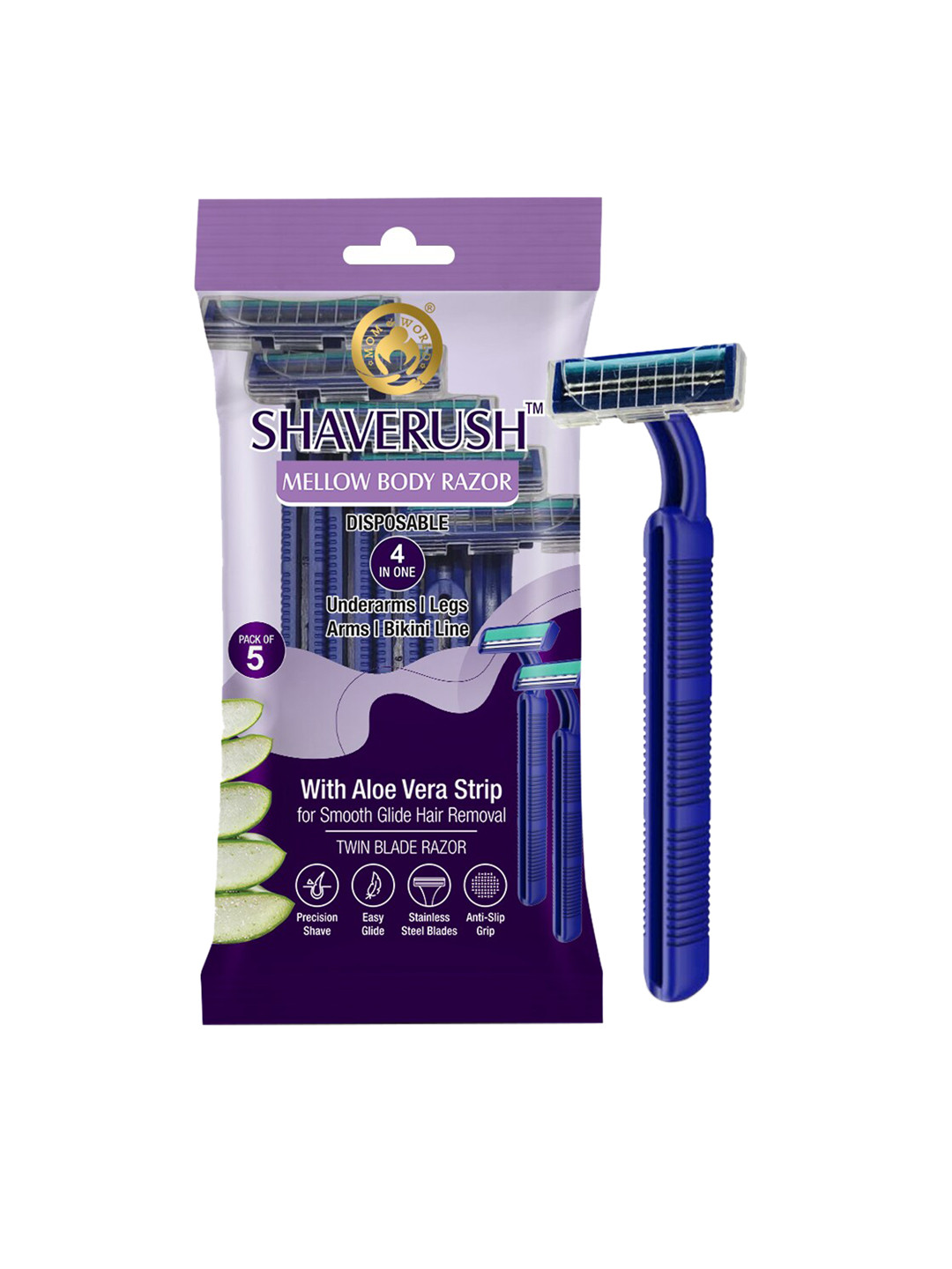 Mom & World Women 4-in-1 Stainless Steel ShaveRush Mellow Body Razor