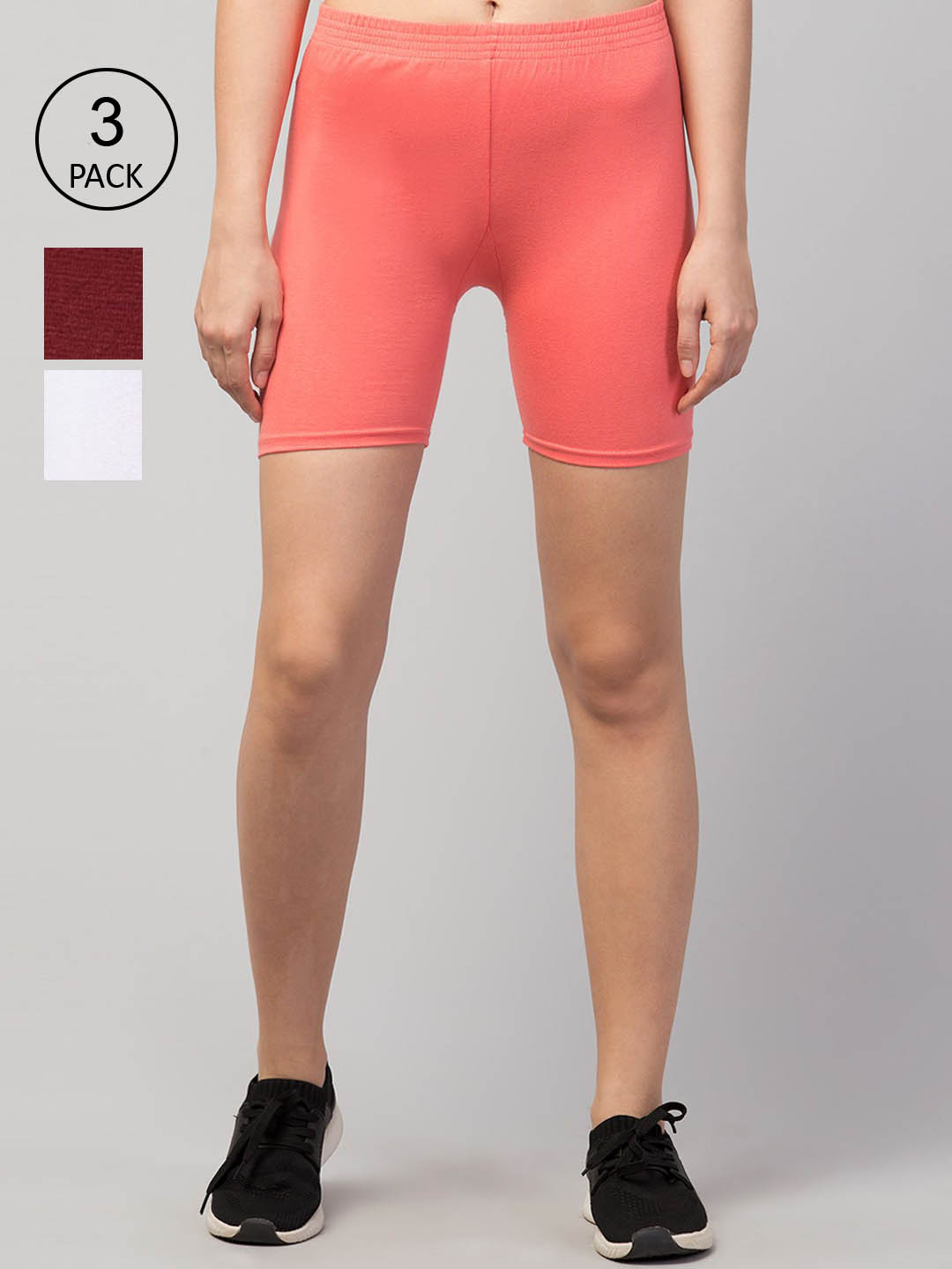 Apraa & Parma Pack Of 3 Women Slim Fit Cycling Sports Shorts