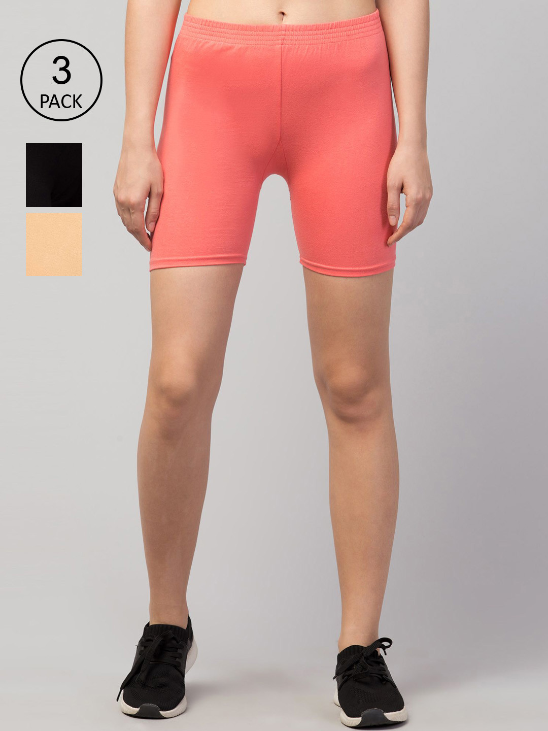 Apraa & Parma Women pack of 3 Pink Ombre Slim Fit Cycling Sports Shorts