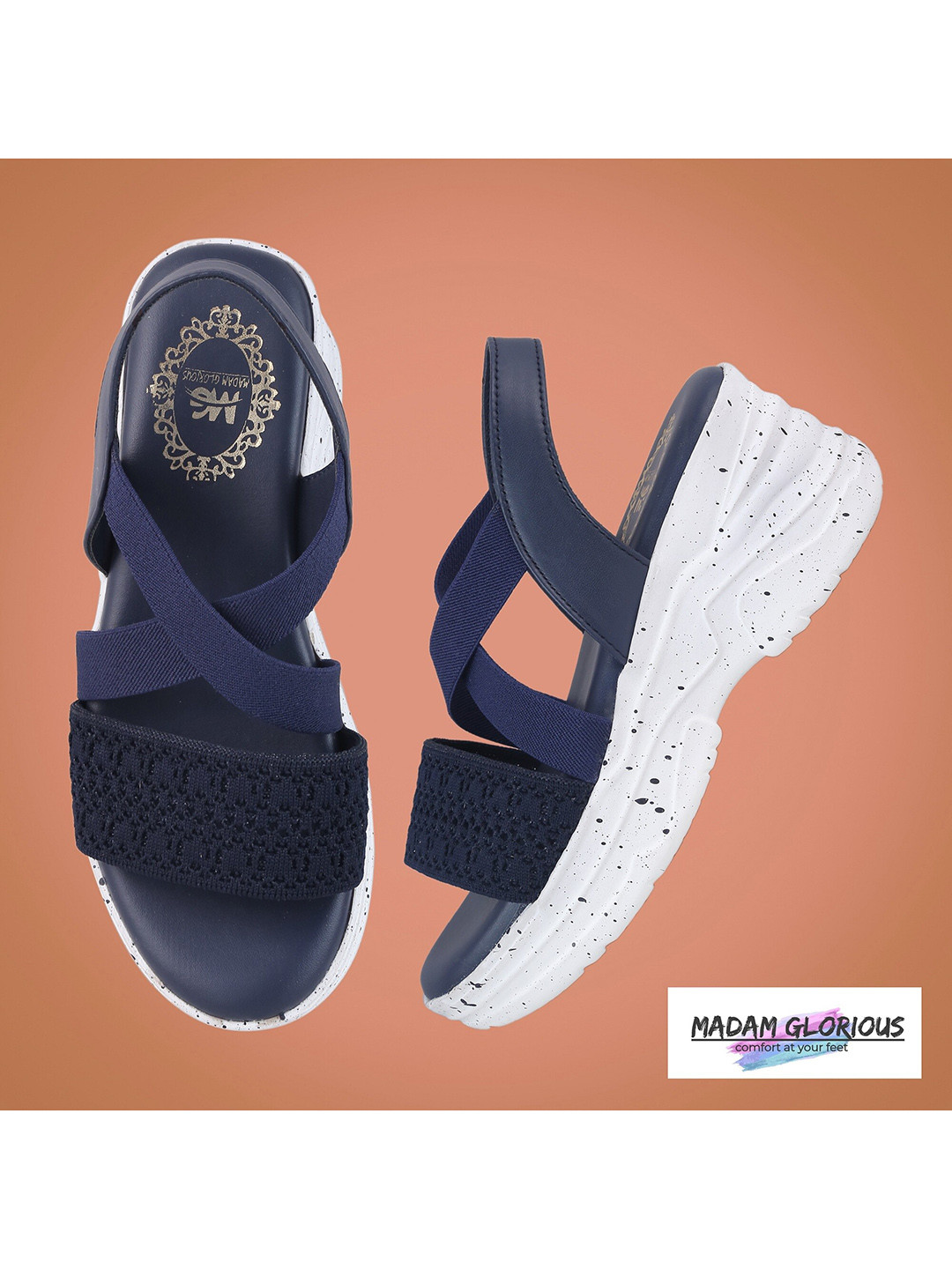 madam glorious Women Navy Blue Platform Sandals
