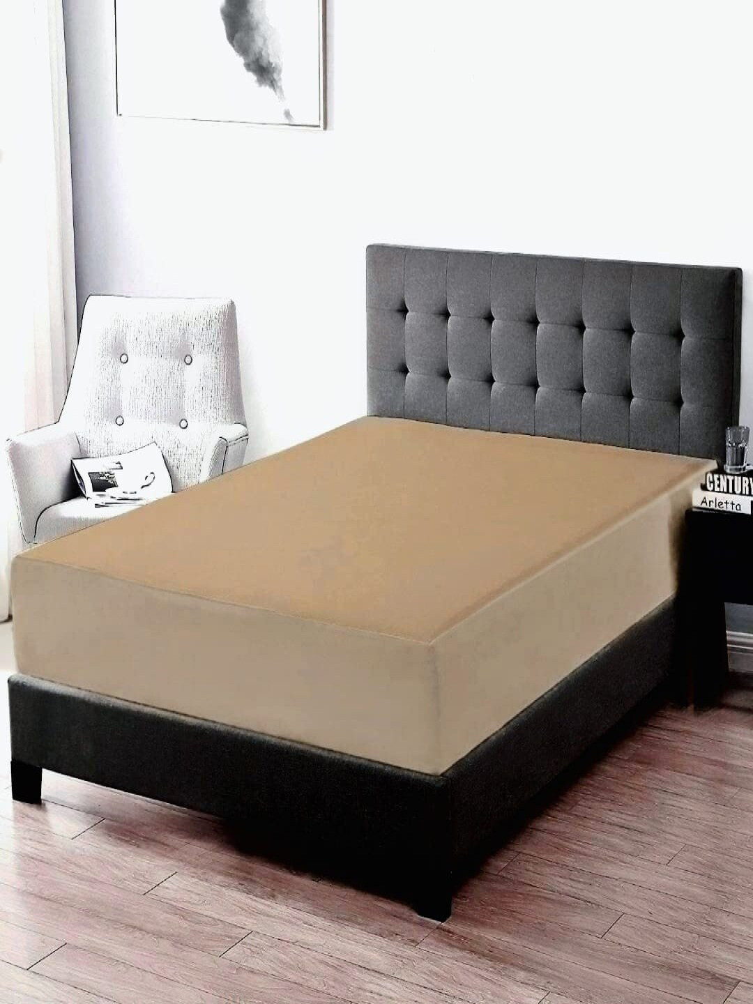 Trance Home Linen Brown King Size Fitted Cotton Waterproof Mattress Protector