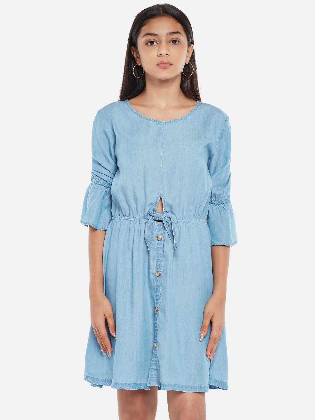 Coolsters by Pantaloons Blue Fit & Flare Waist Belted Dress