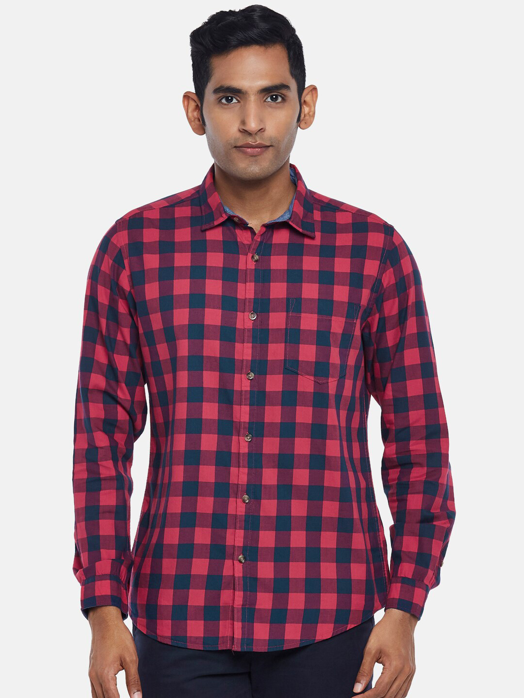 BYFORD by Pantaloons Men Red Slim Fit Buffalo Checks Checked Casual Shirt