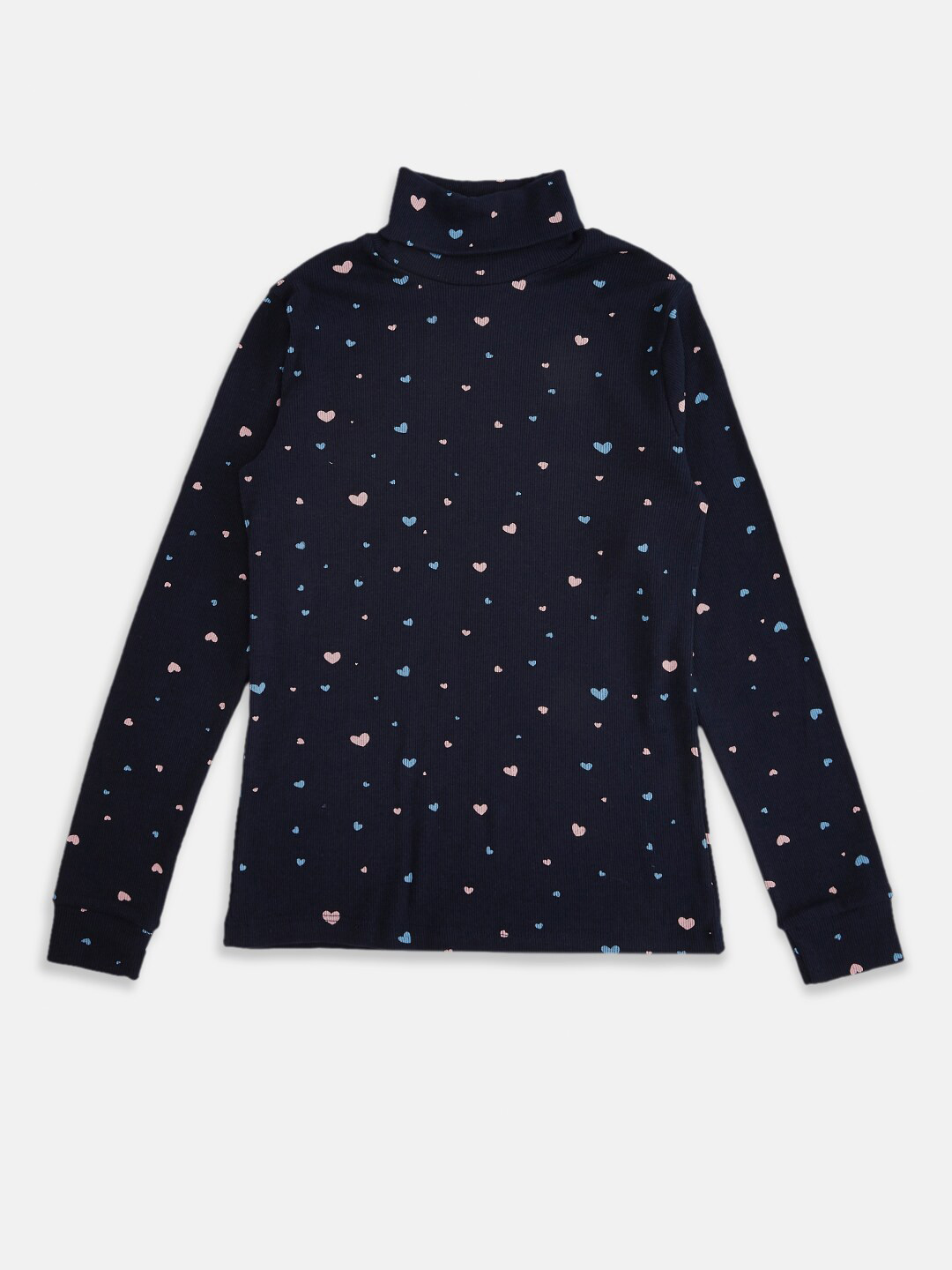 Pantaloons Junior Girls Navy Blue Printed Cotton Sweatshirt