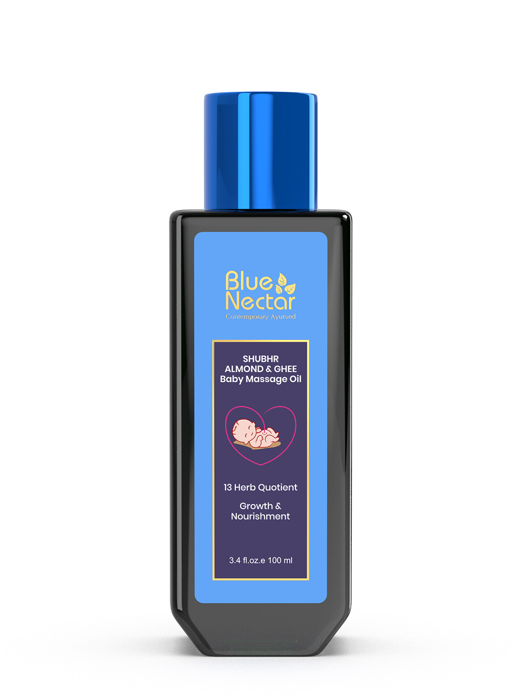 Blue Nectar Ayurvedic Shubhr Baby Body Massage Oil with Organic Ghee & Almond Oil - 100ml