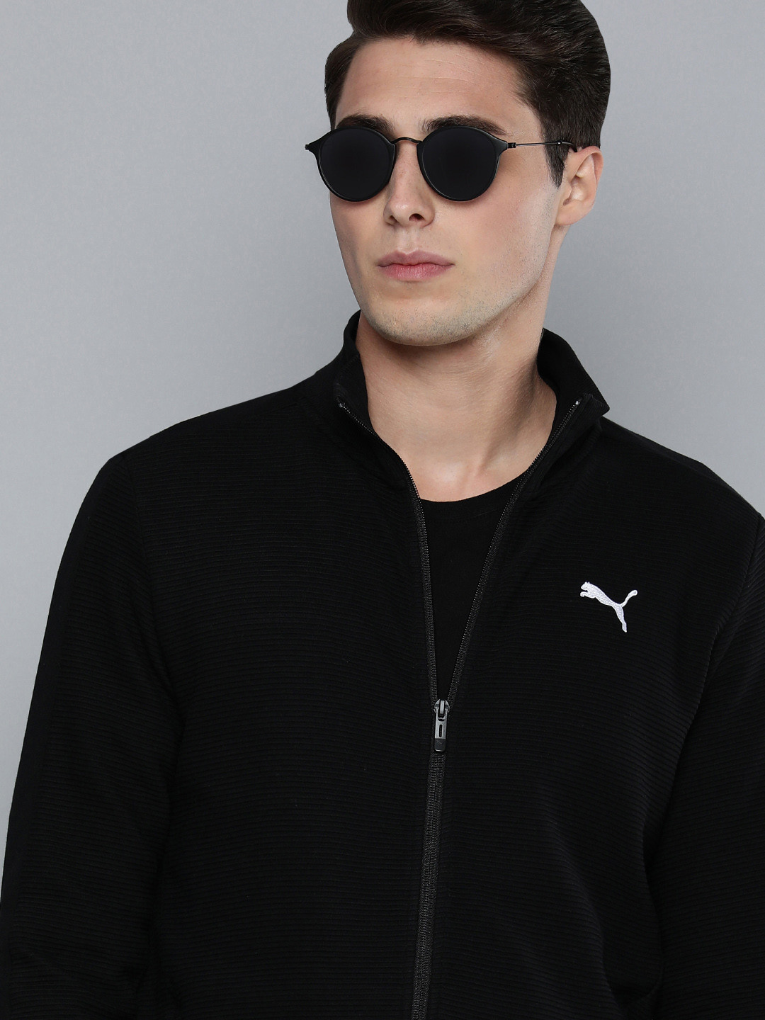 Puma Men Black Outdoor Ottoman Slim Fit Sporty Jacket