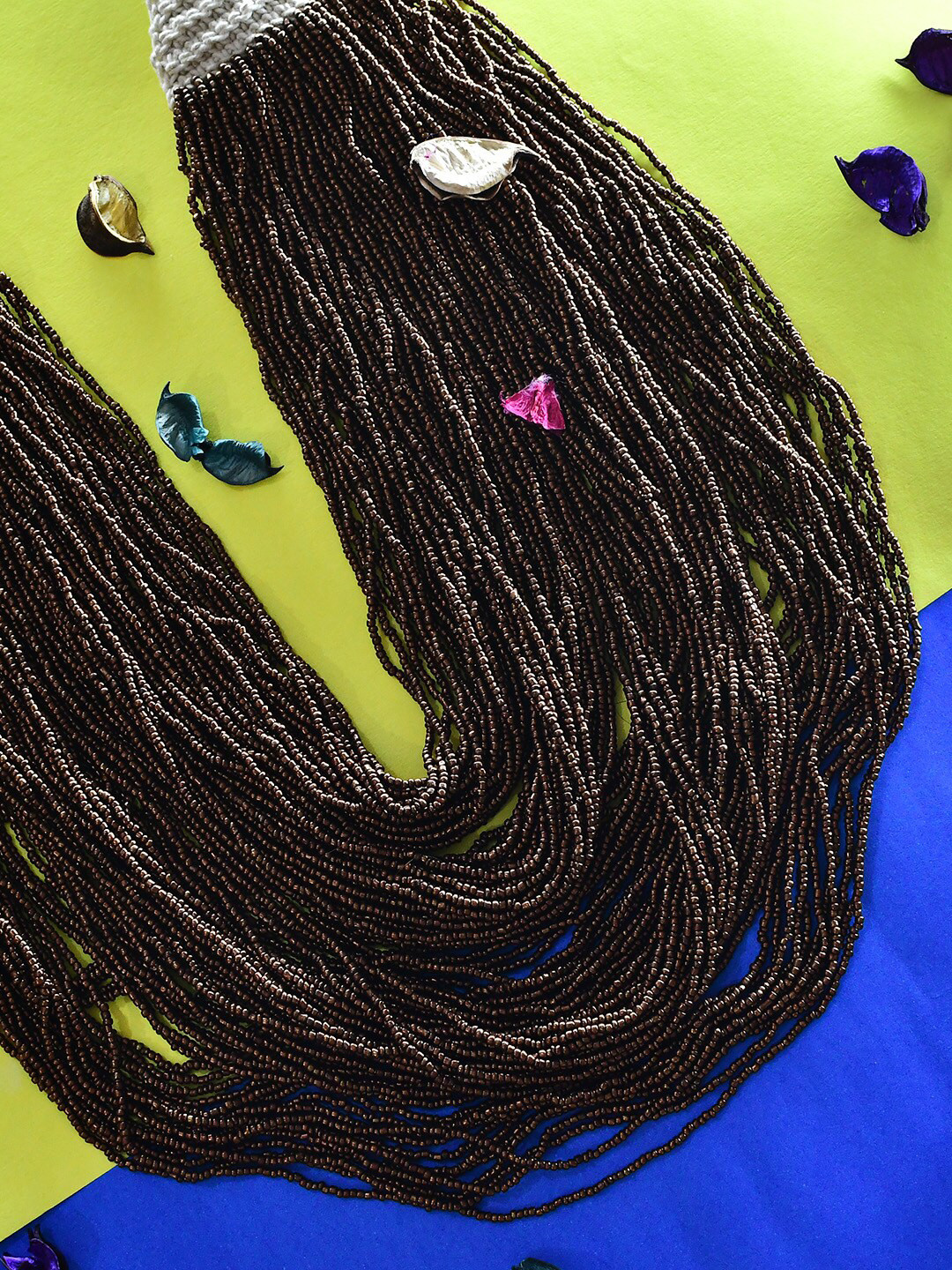 Bamboo Tree Jewels Brown & Beige Afghan Necklace