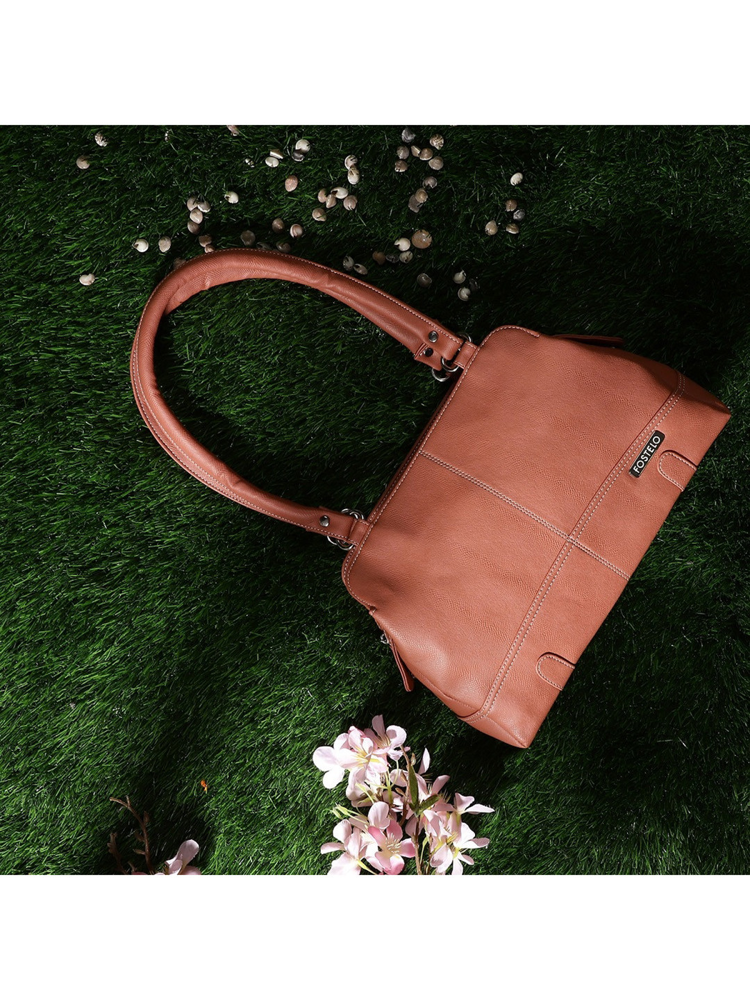 Fostelo Rose Gold PU Structured Shoulder Bag