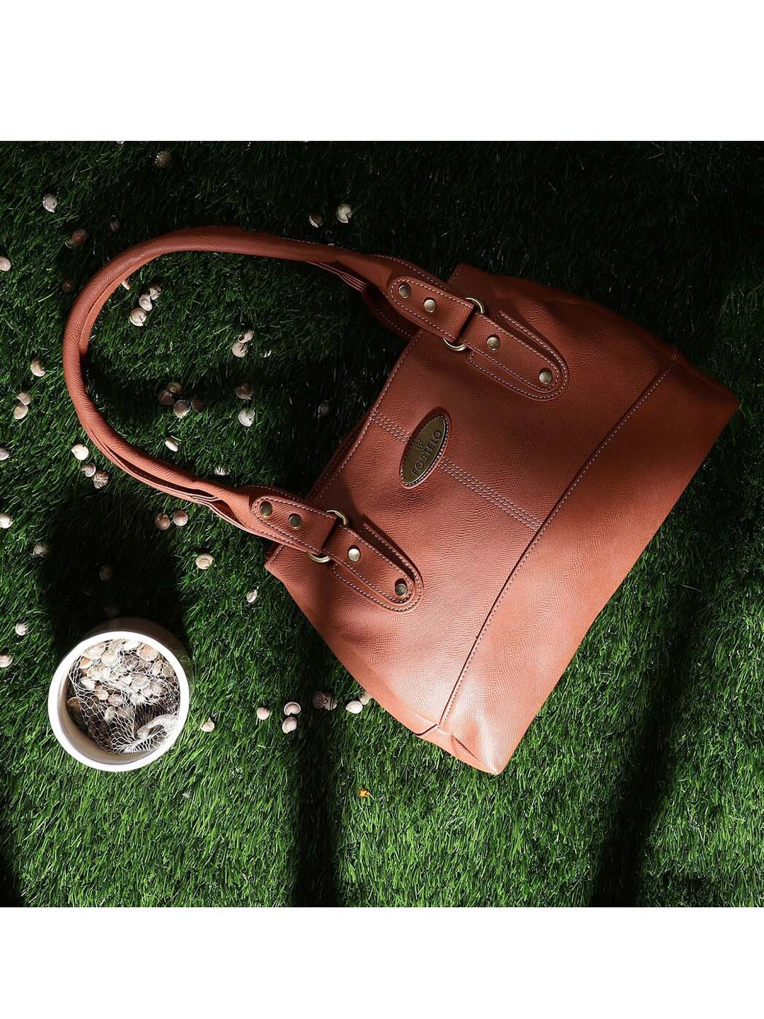Fostelo Rose Gold PU Structured Shoulder Bag