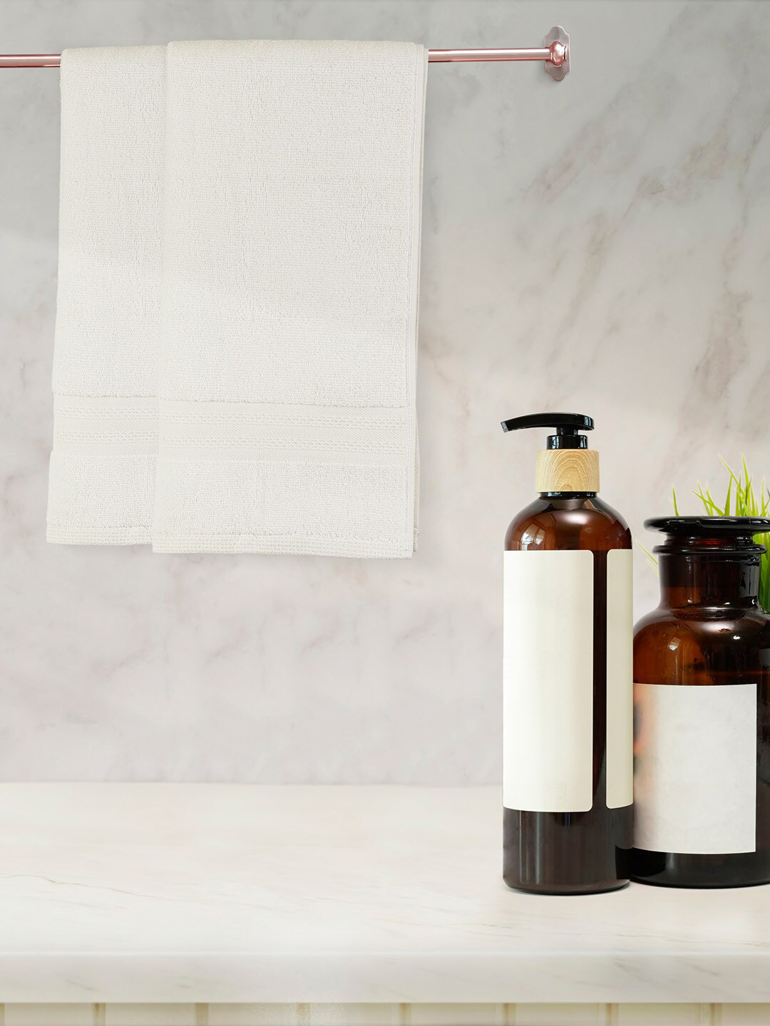 Layers Set Of 2 White Solid 400 GSM Pure Cotton Hand Towels