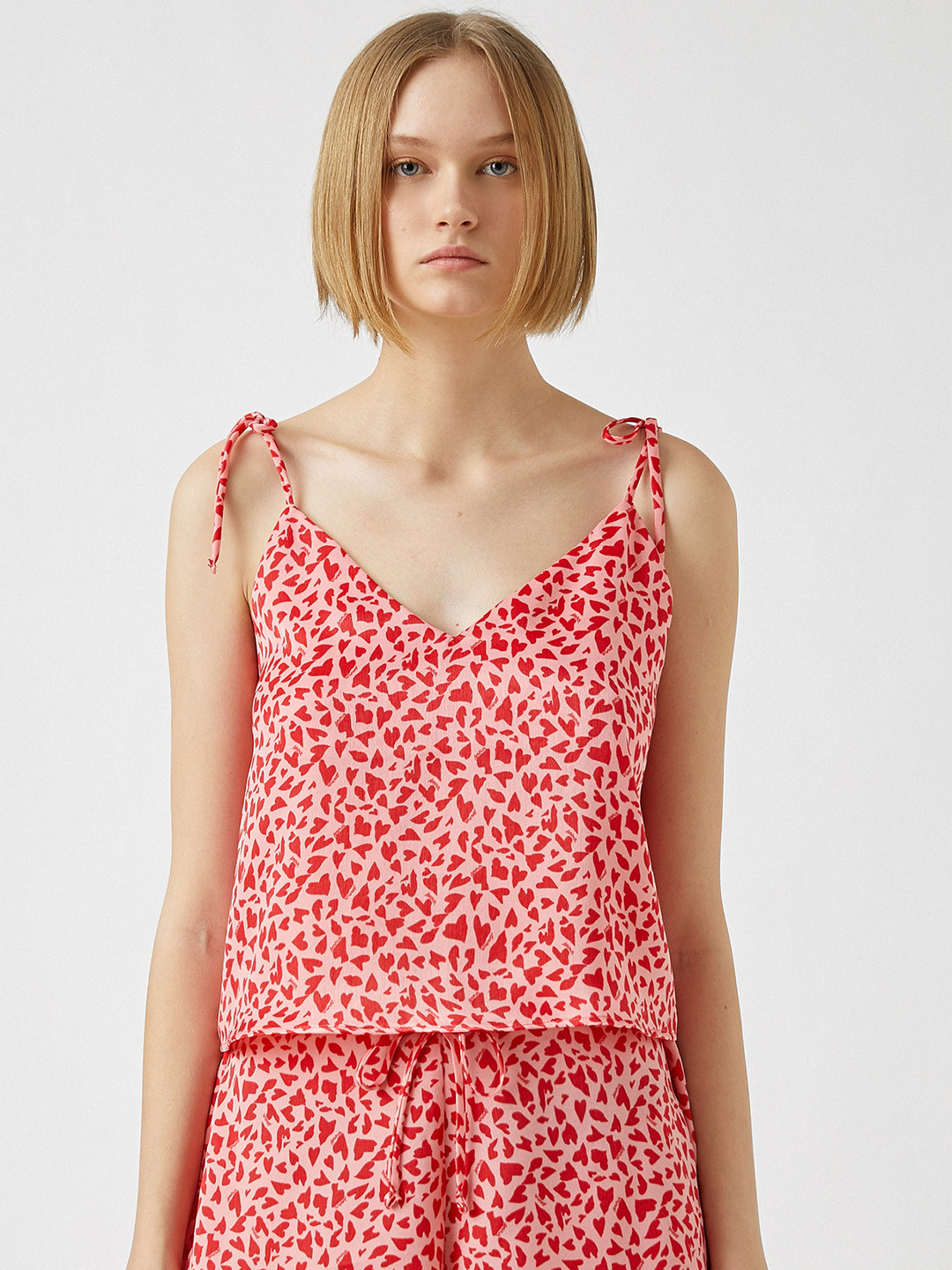 Koton Pink & Red Conversational Print Top