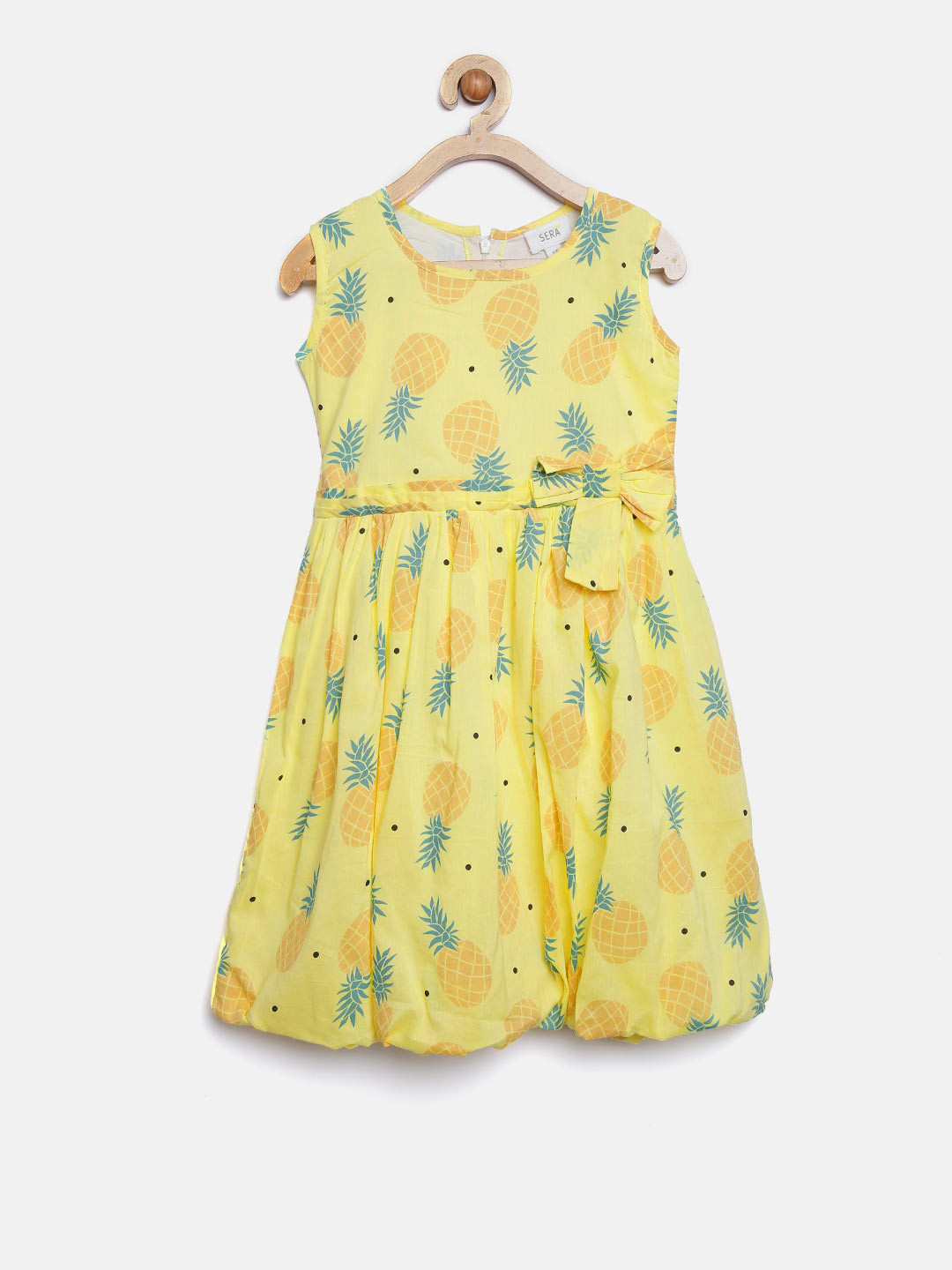 Sera Girls Yellow Pineapple Print Fit & Flare Dress