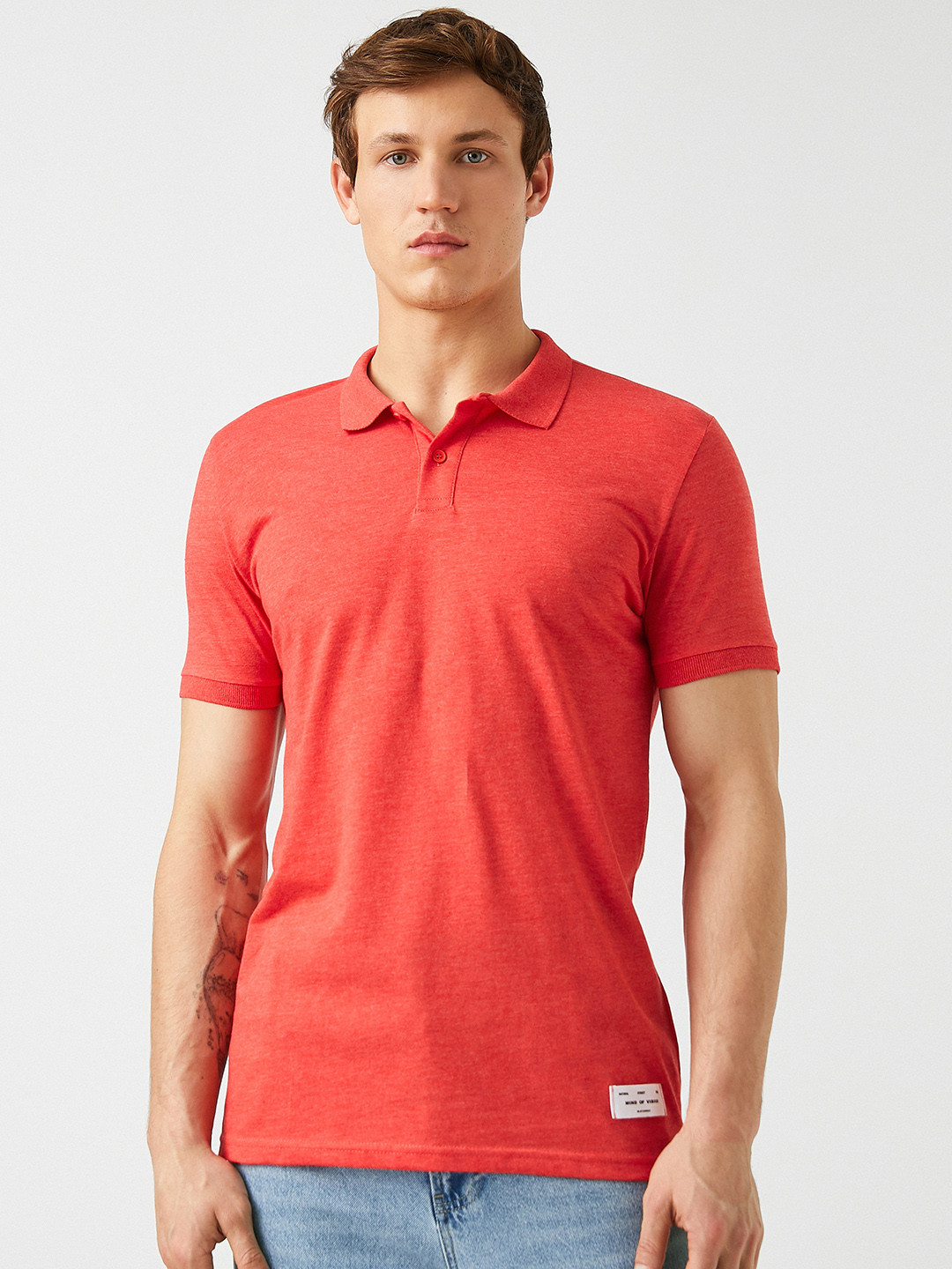 Koton Men Red Solid Polo Collar T-shirt