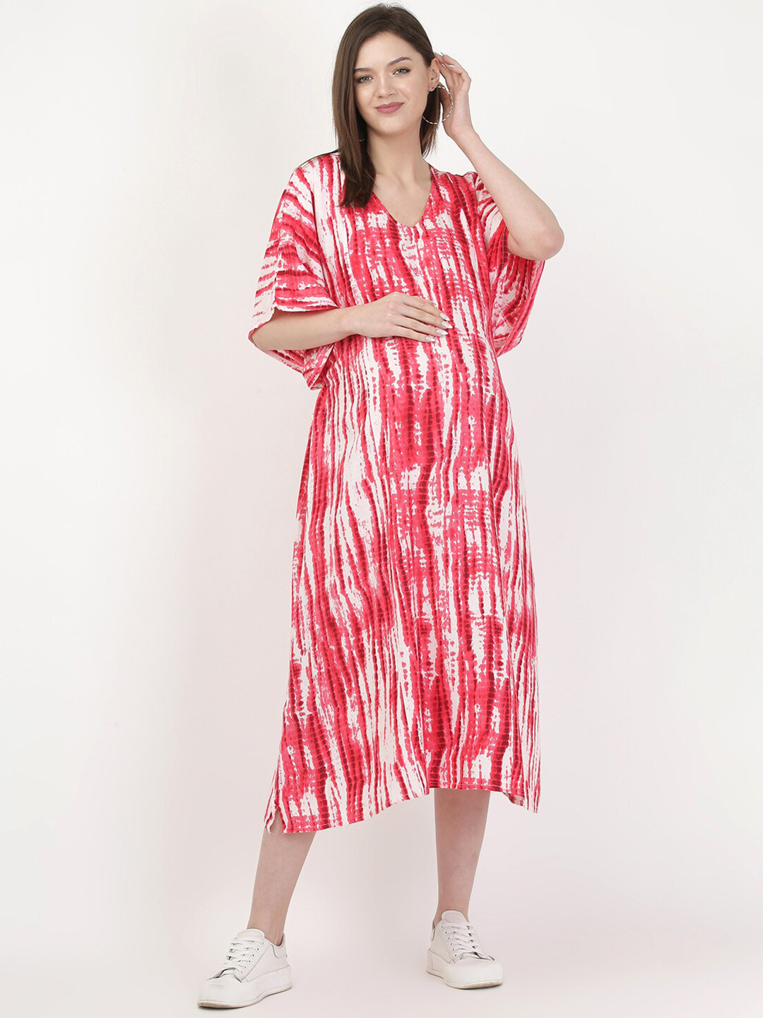 MYLO ESSENTIALS Fuchsia Maternity Kaftan Maxi Dress