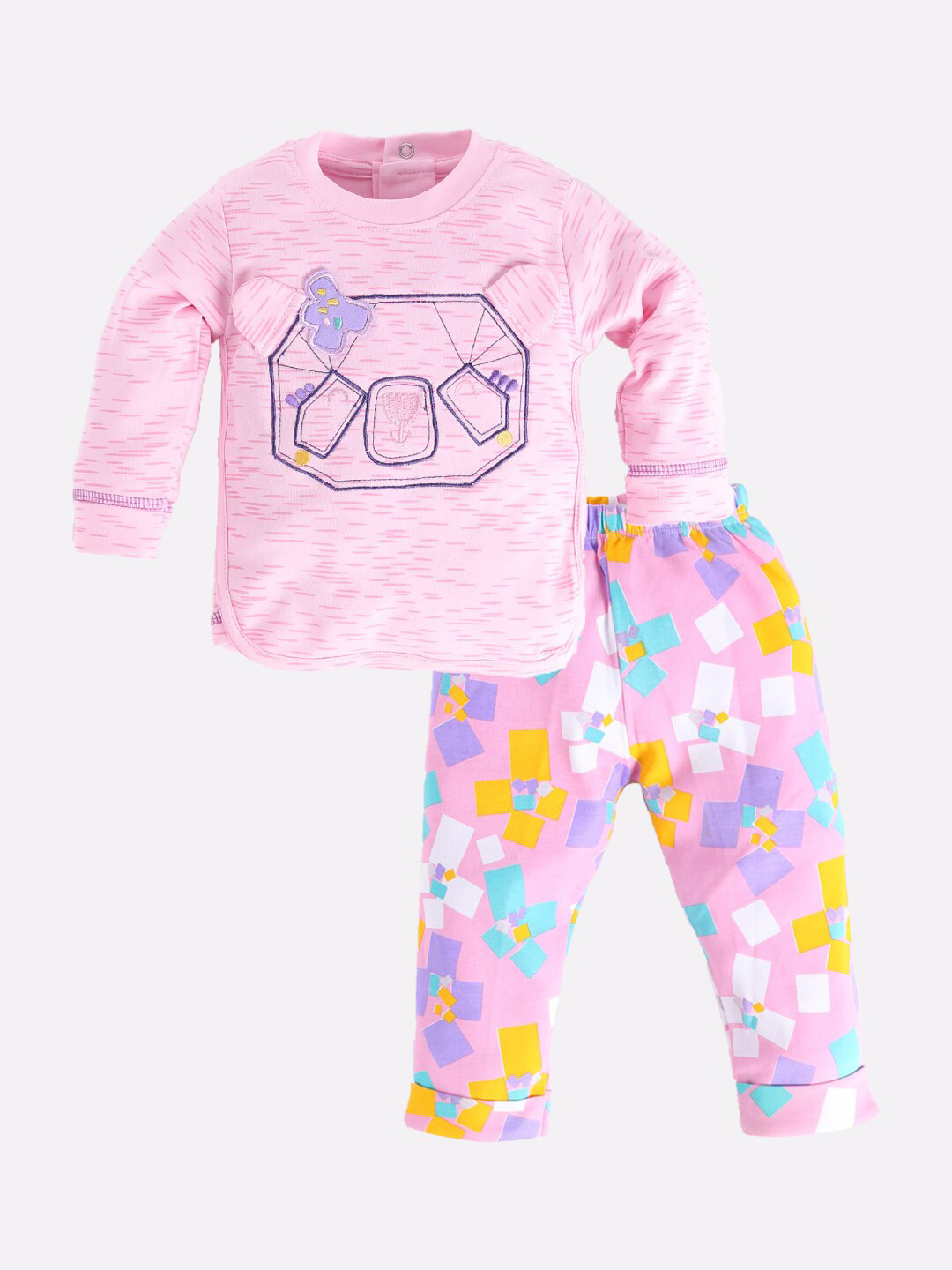 BABY GO Printed Pure Cotton T-Shirt with Pyjamas