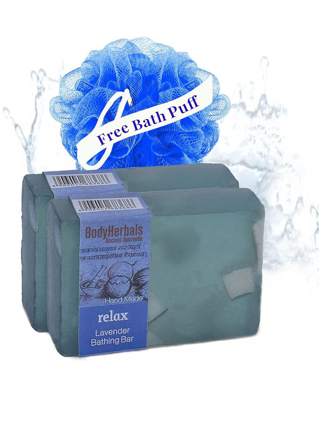 BodyHerbals Set of 2 Relax Lavender Bathing Bar with Loofah -100 g Each
