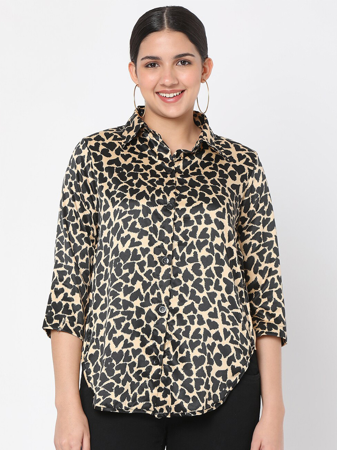 Smarty Pants Women Black Regular Fit Relaxed Animal Printed Formal Shirt