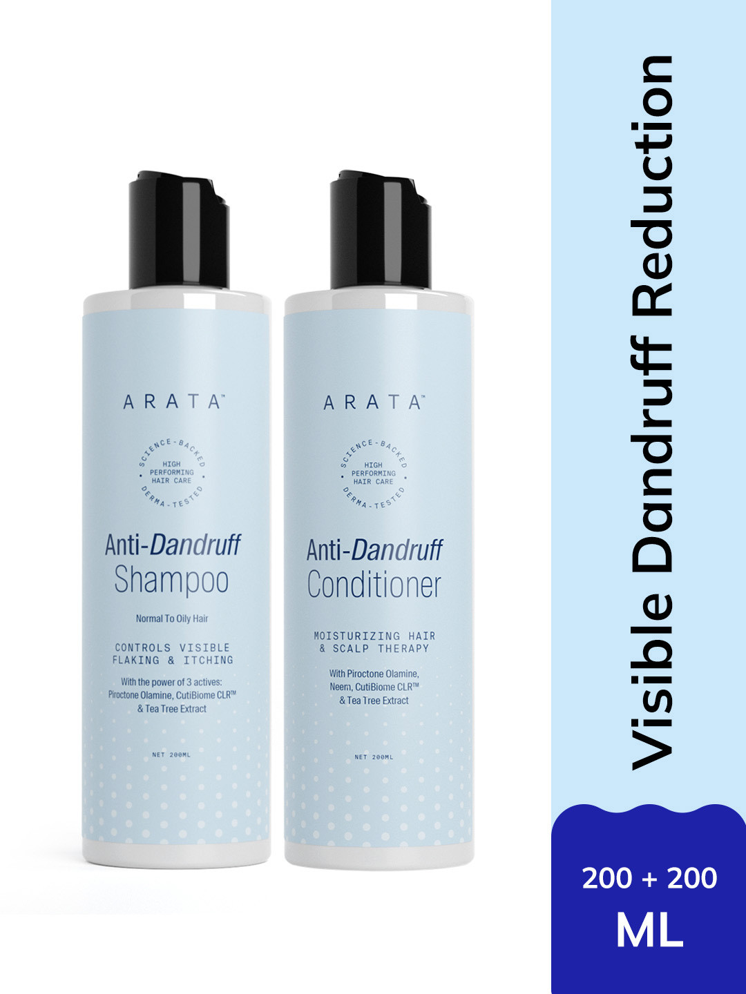 ARATA Set of Anti-Dandruff Shampoo & Conditioner with Tea Tree Extract - 200 ml Each