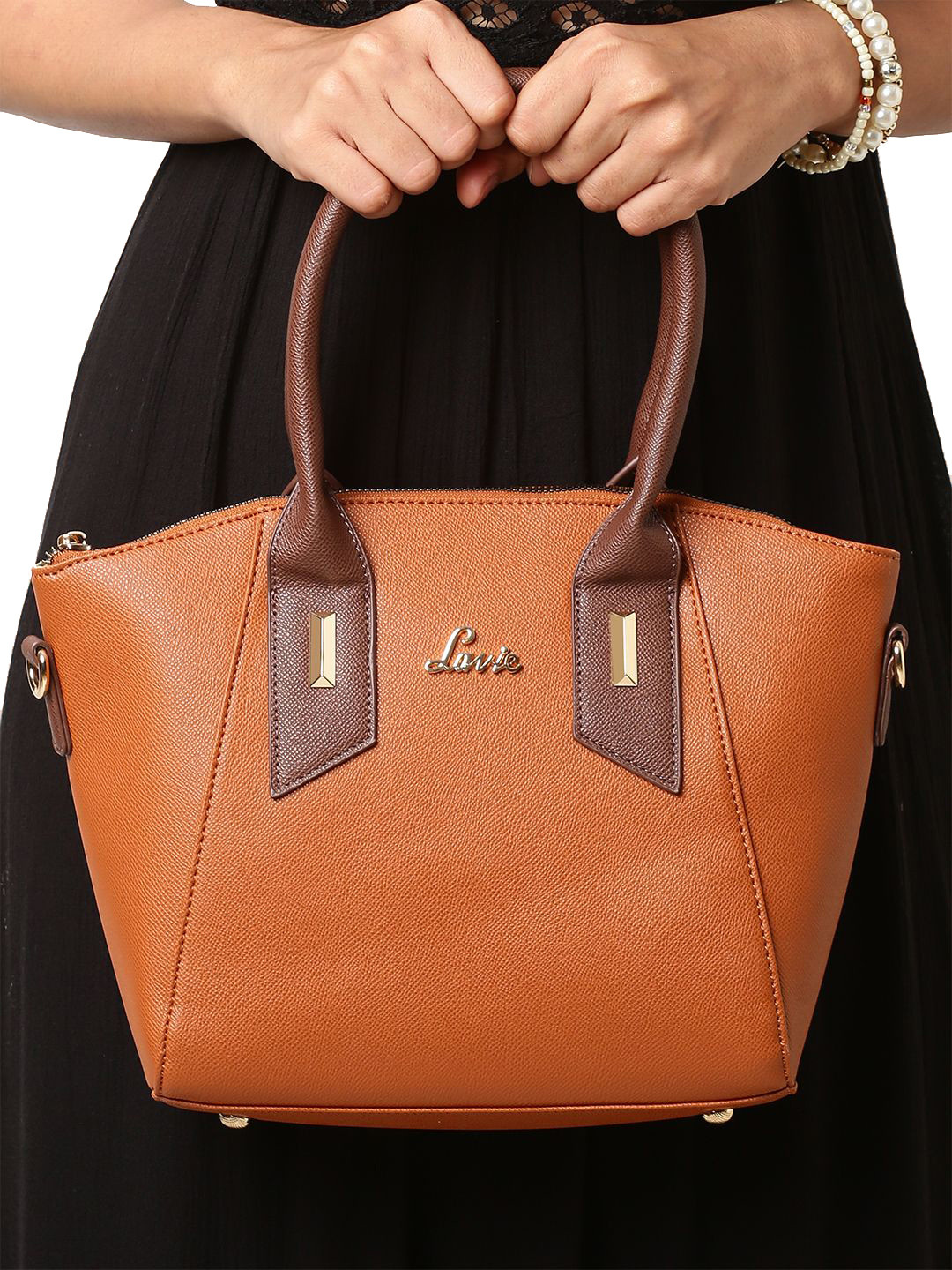 Lavie Tonal Pammy Women Tan Satchel Handbag