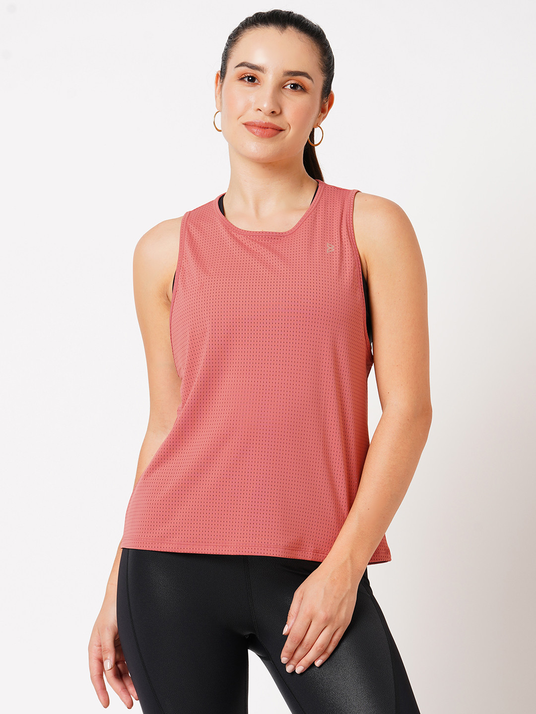 BODD ACTIVE Women Coral Raw Edge Slim Fit T-shirt