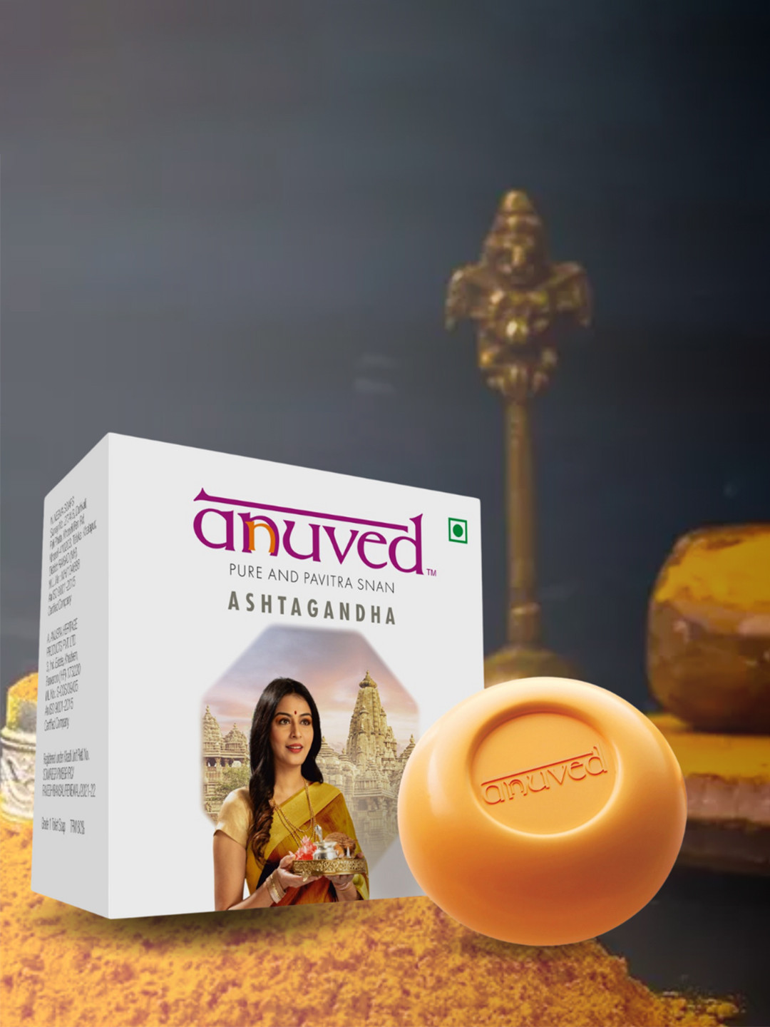 Anuved Set of 6 Herbal & Natural Ashtagandha Soap For Revitalizing Your Skin - 125g Each