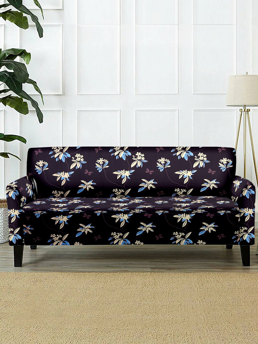 Cortina Violet & Blue Printed 3 Seater Sofa Covers