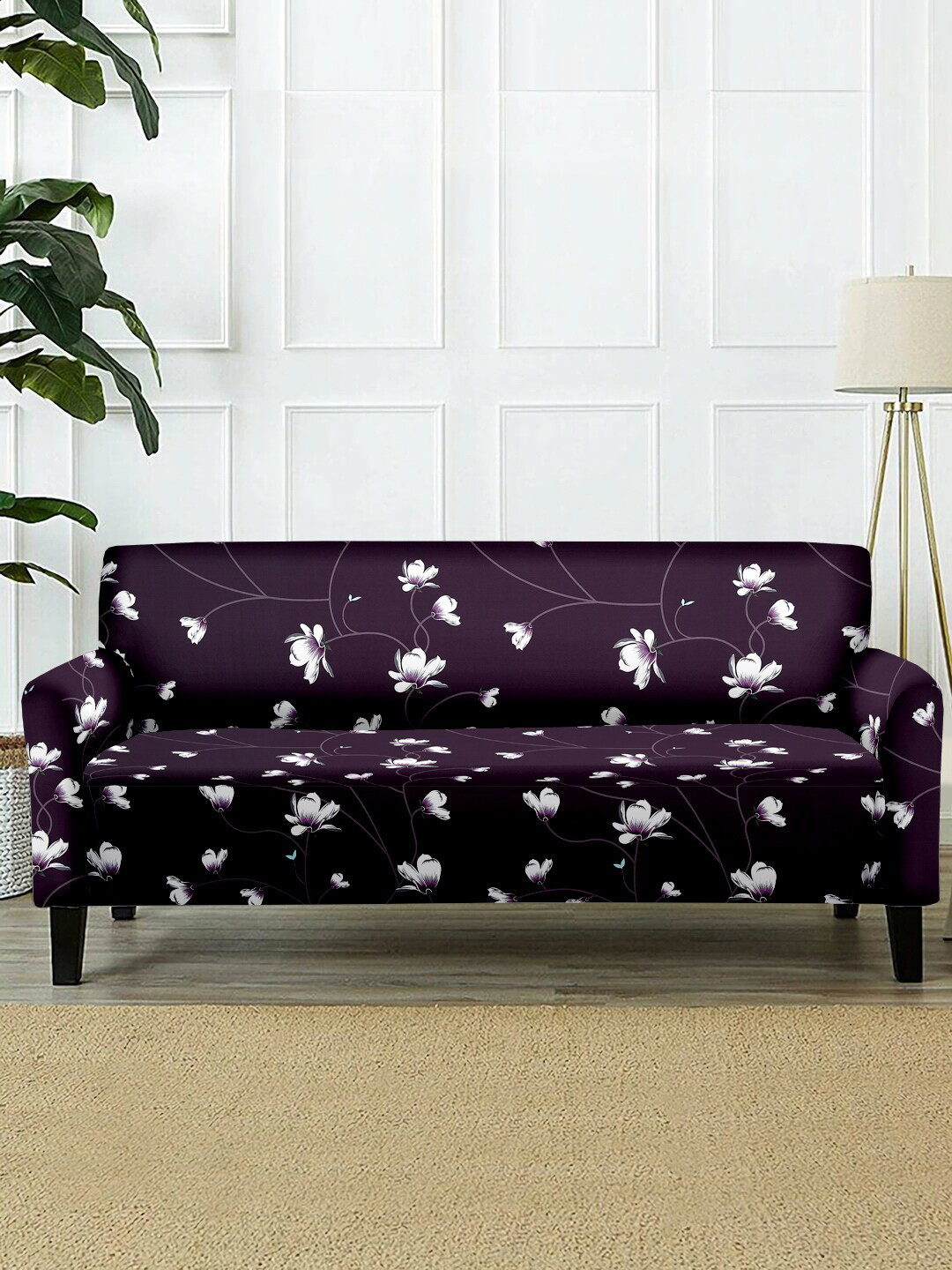 Cortina Violet Printed Stretchable Non-Slip Sofa Cover