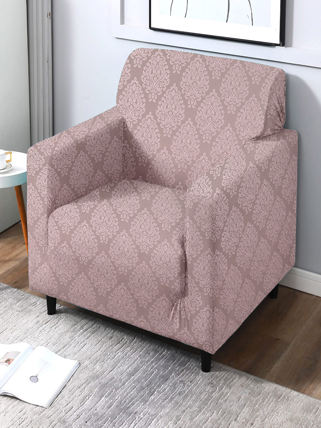 Cortina Pink Printed Single-Seater Sofa Cover