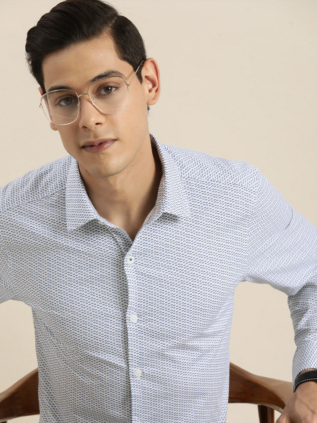 INVICTUS Men White Slim Fit Estilo Collection Printed Formal Pure Cotton Shirt