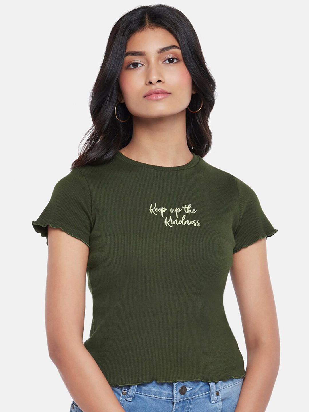 People Green Print Top