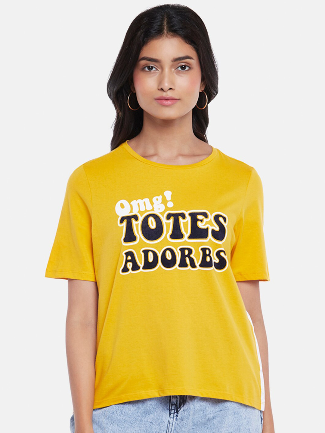 People Yellow Typography print Top