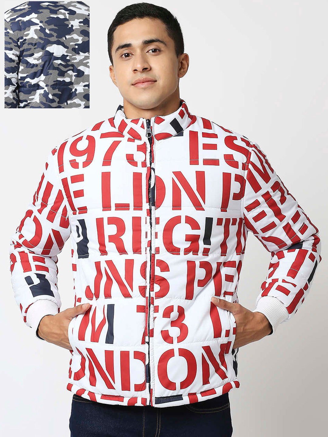 Pepe Jeans Men White Typography Tailored Jacket