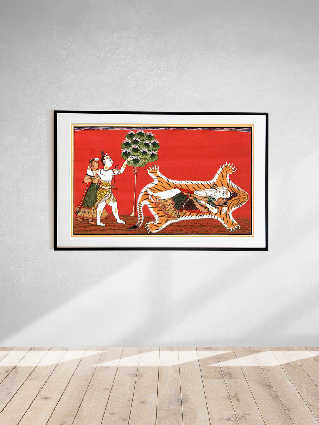 ExoticIndia Shiva Parvati Canvas Wall Rectangle Paintings Wall Art - 10.66 x 6.5In