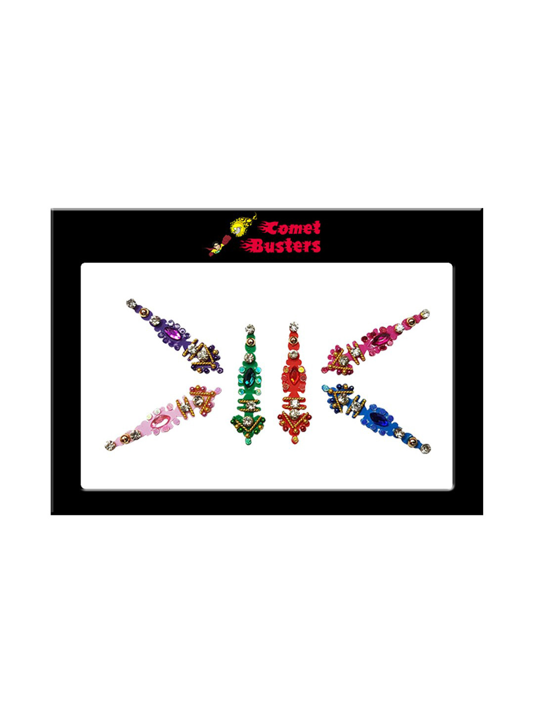 Comet Busters Set of 6 Stone-Studded Designer Bindis - Multicoloured