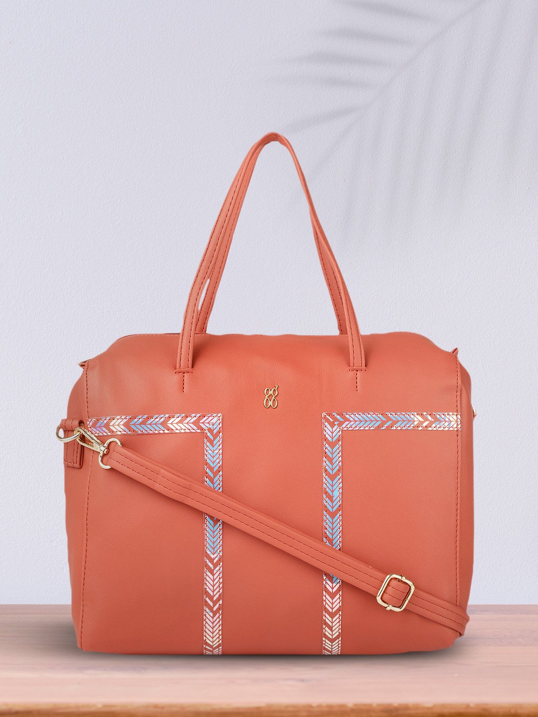 Baggit Coral Red Structured Handheld Bag