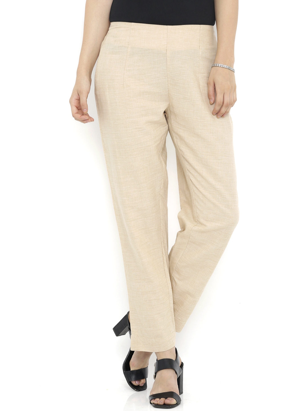 Buy CASTLE 18 Women White Smart Regular Fit Solid Cropped Cigarette Trousers  34 Online at Best Prices in India  JioMart