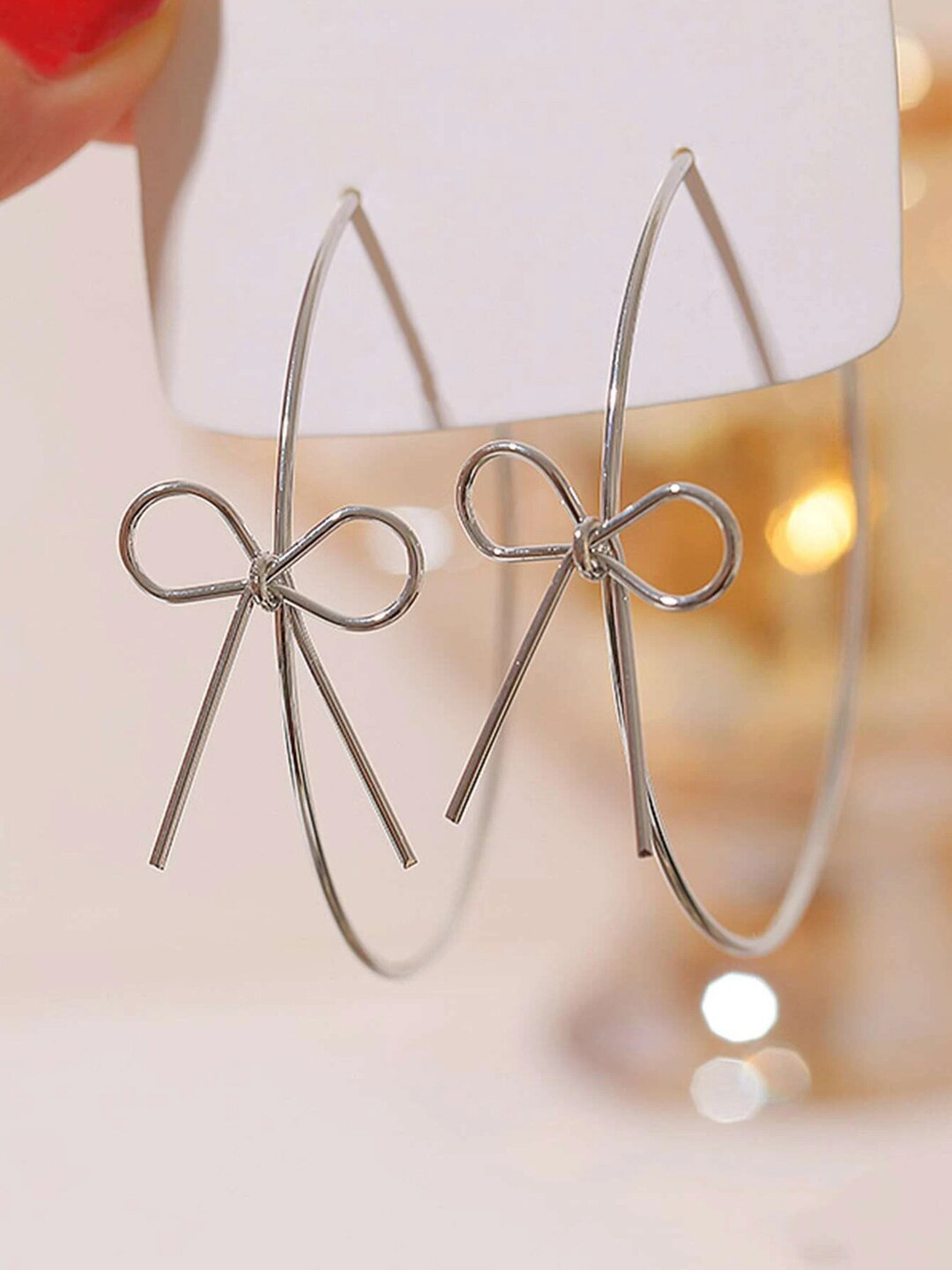 Unwind by Yellow Chimes Silver-Plated Contemporary Hoop Earings