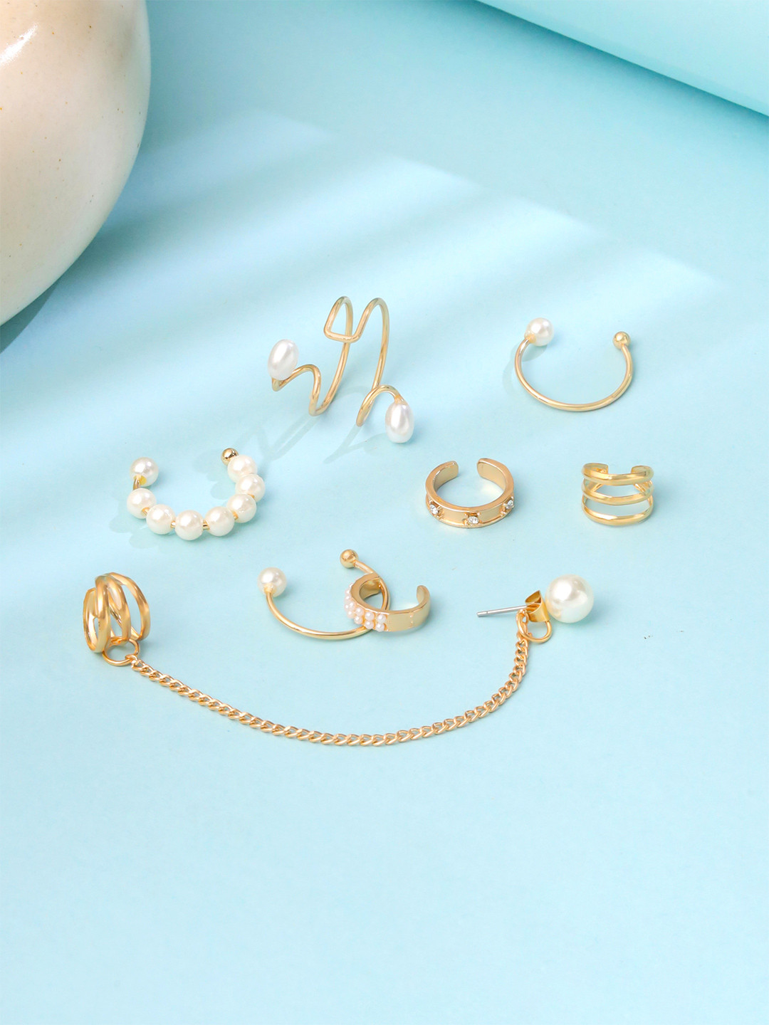 Yellow Chimes Mesmerizing Vintage Gold Plated Beaded & Studded Stunning Ear Rings