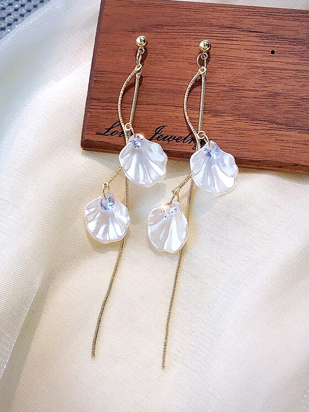 Yellow Women Chimes Gold Tone Crystal Drop Twisted Dangle Earrings
