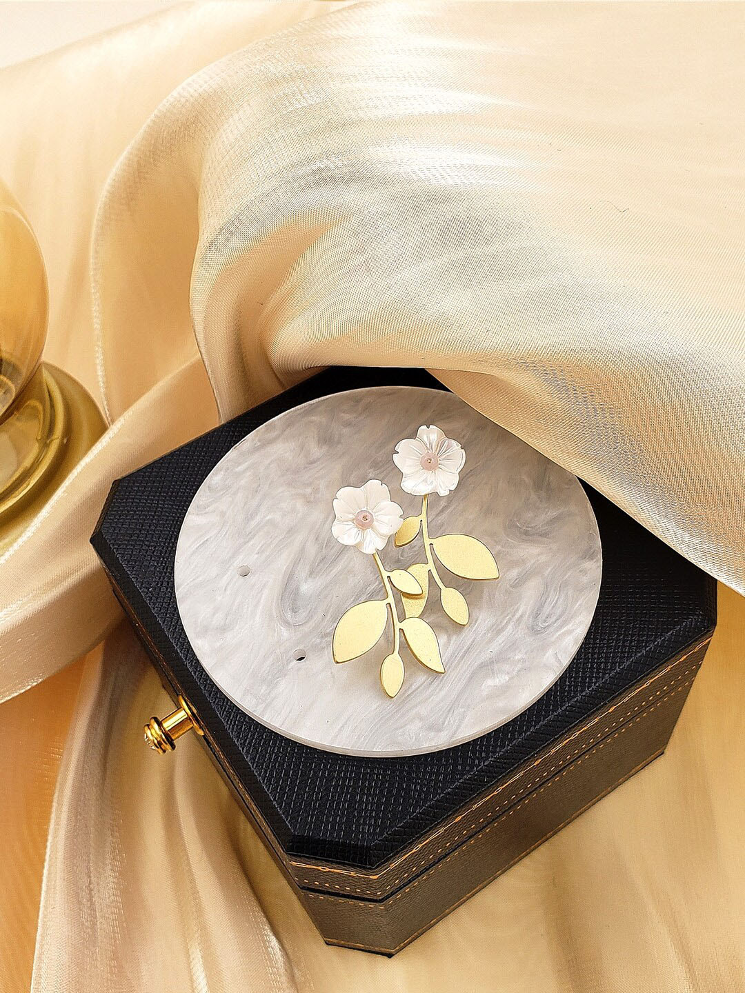 Yellow Chimes 2 Pairs Gold-Toned Floral Designed Drop Earrings