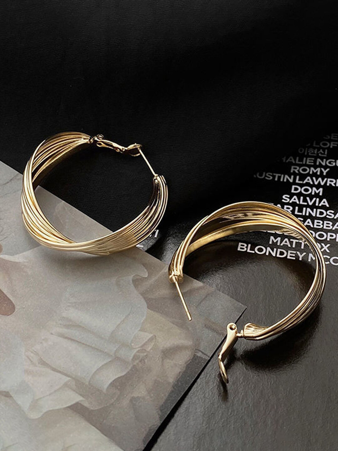 Yellow Chimes Gold-Plated Twisted Hoop Earrings