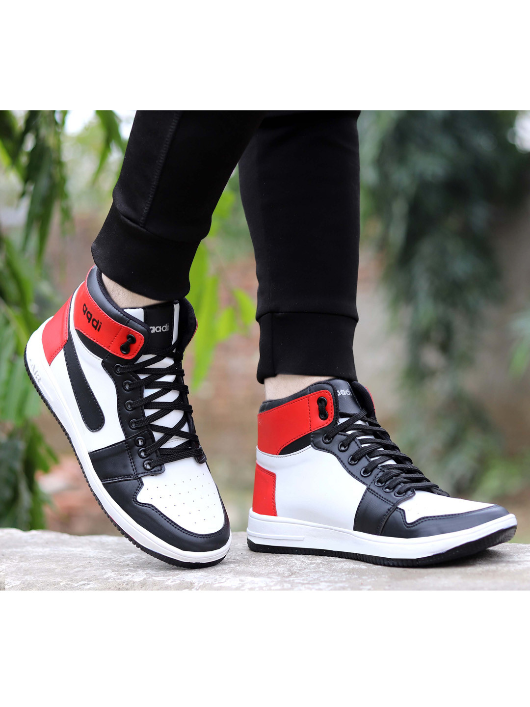 aadi Men Black & Red Patterned Casual Boot